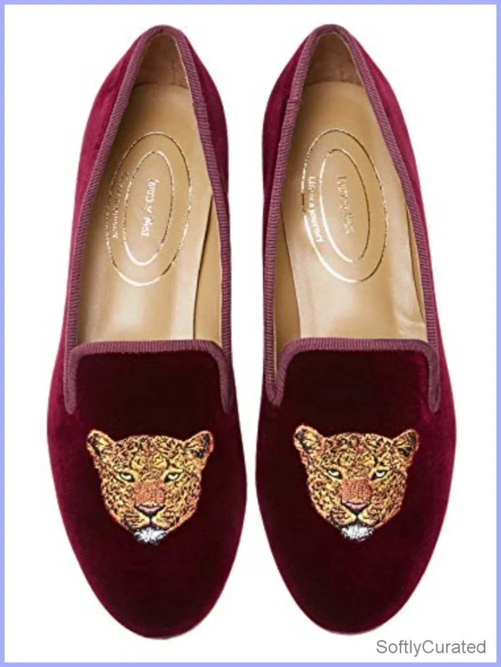 Velvet Loafer Flat with Embroidery & Goat Leather Insole Slip-On